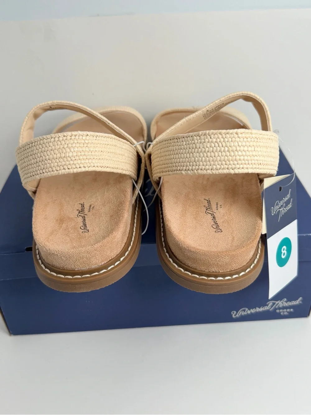 Universal Thread Neutral Cream Woven Double-Strap Slingback Sandals